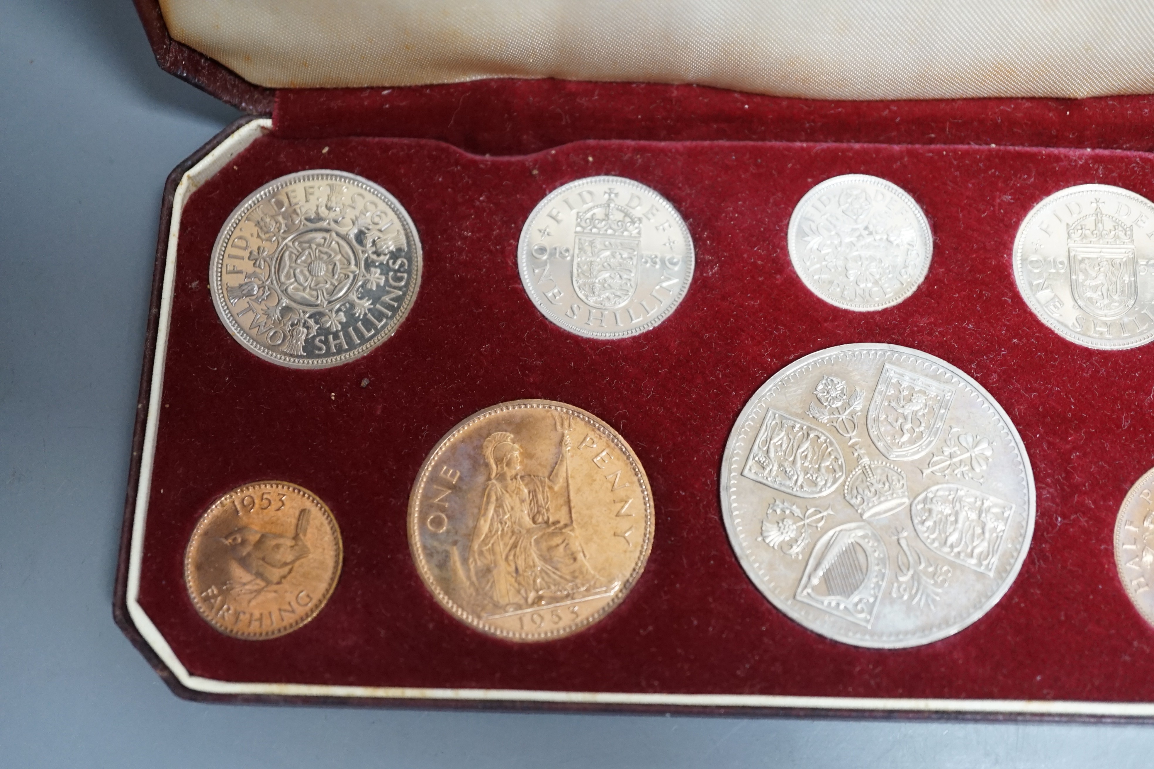 UK coins, a cased QEII proof set of coronation coins, 2nd June 1953